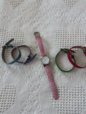 Interchangeable Strap Ladies Watch with Leather Bands Working Sterling Silver